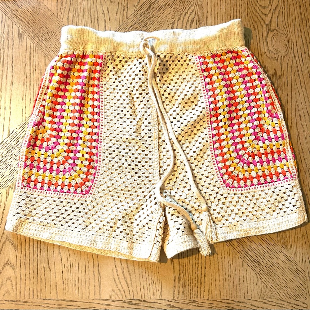 Revolve House of Harlow 1960 Crochet Shorts Drawstring Waist Colorful Size M